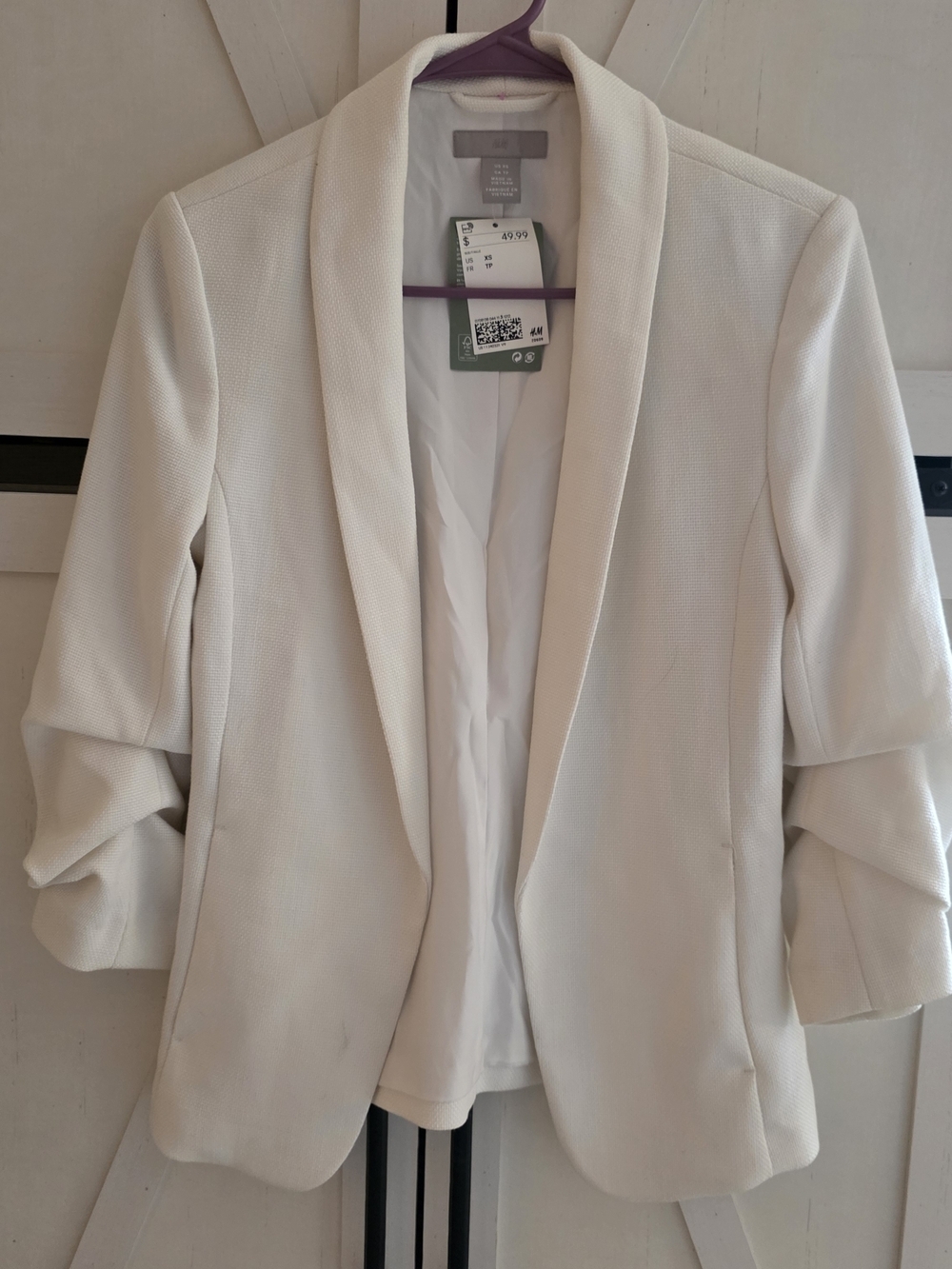 H&M Cream Open-Front Shawl Collar Blazer